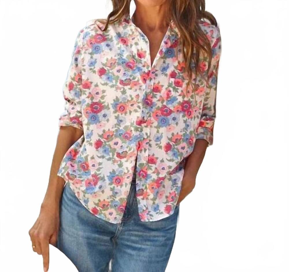 NEW FRANK & EILEEN eileen relaxed button up in pink/red/blue